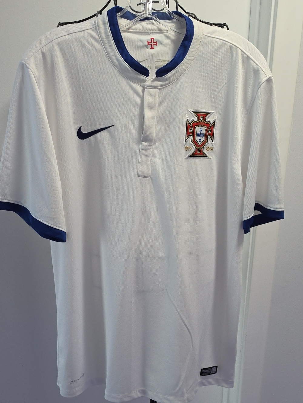 Nike White Portugal Soccer Jersey with Navy Trim